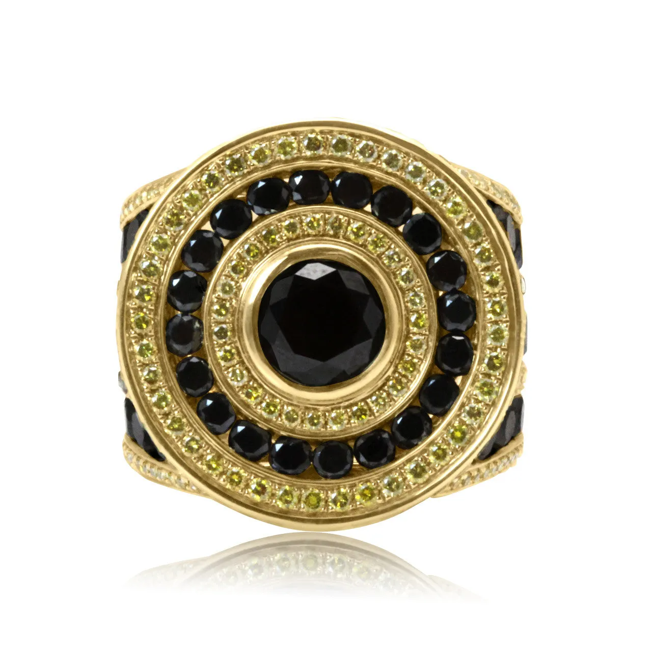 10k Yellow Gold 18.52ct Black and Yellow Diamond Ring