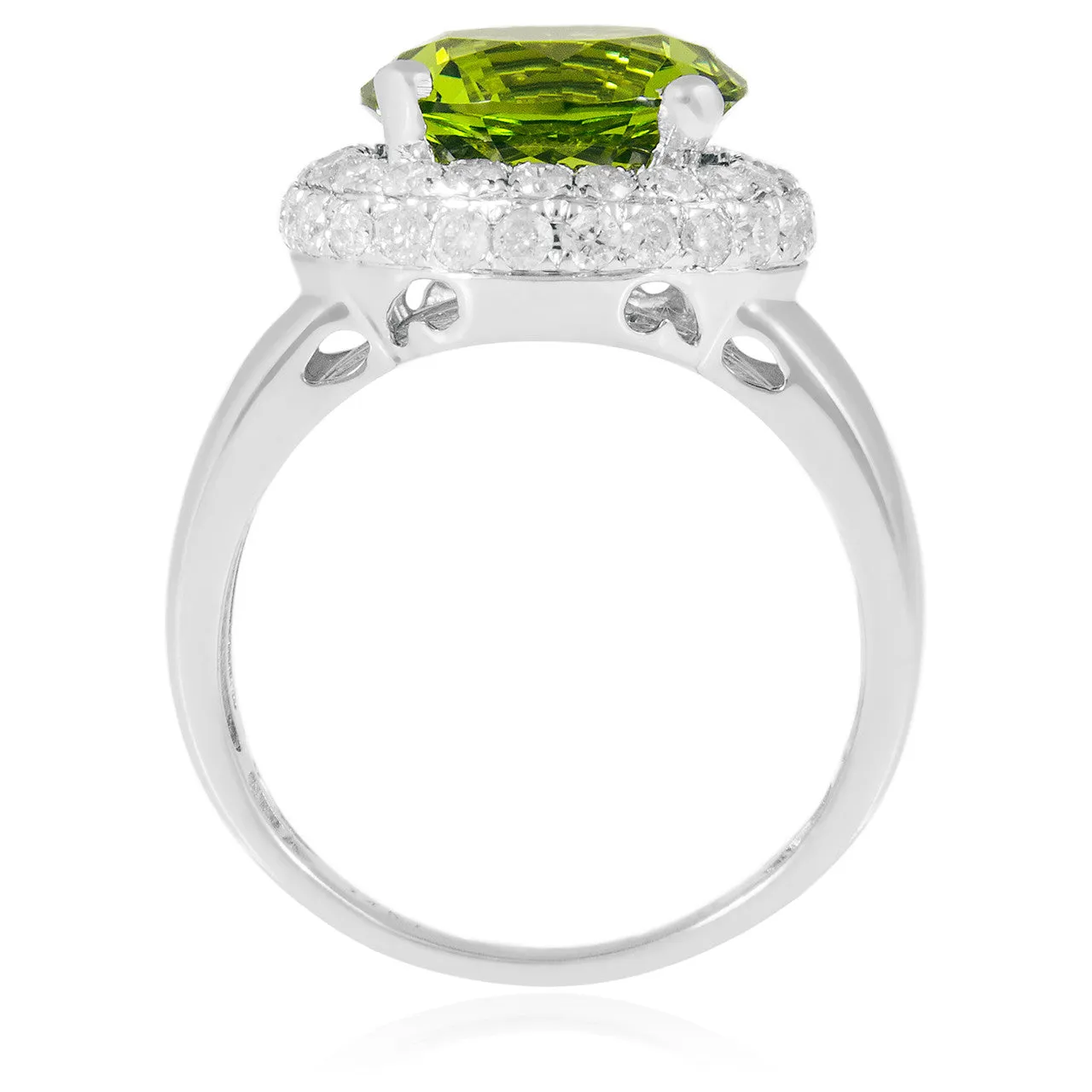 14K White Gold 1.35ct Peridot and Diamond Engagement Ring