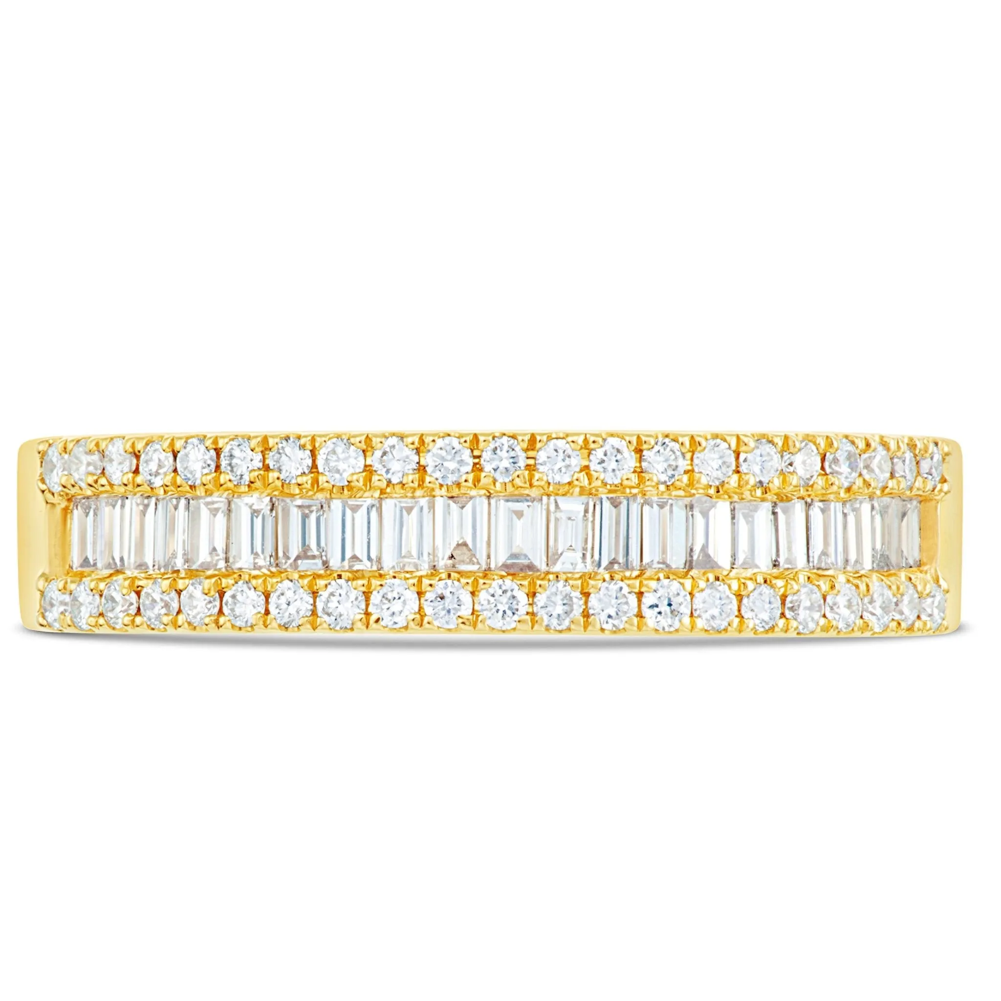 18K Yellow Gold 0.44ct Baguette Diamond Half Eternity Ring