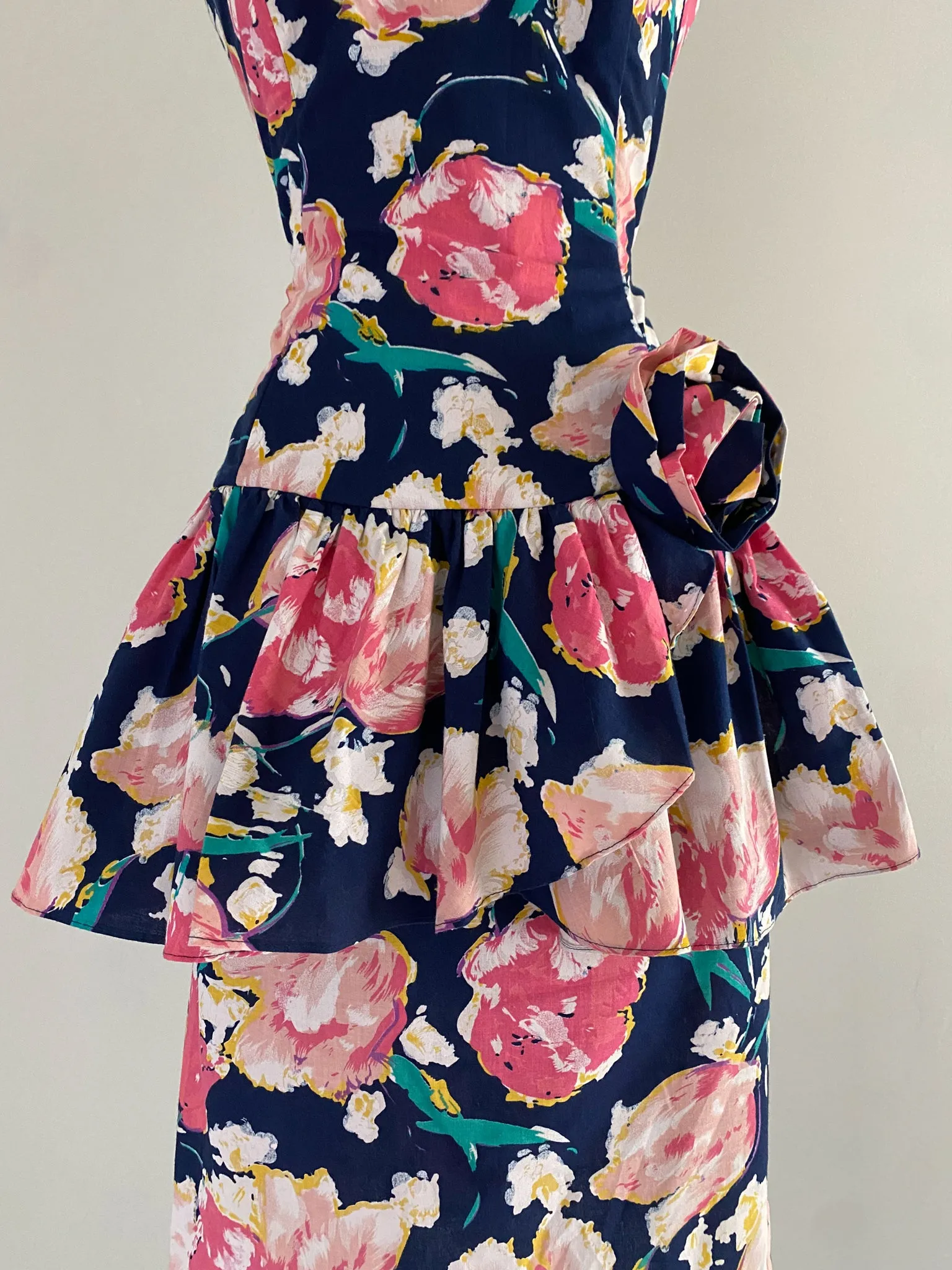 1980's My Michelle Floral Cotton Party Dress / Sz M