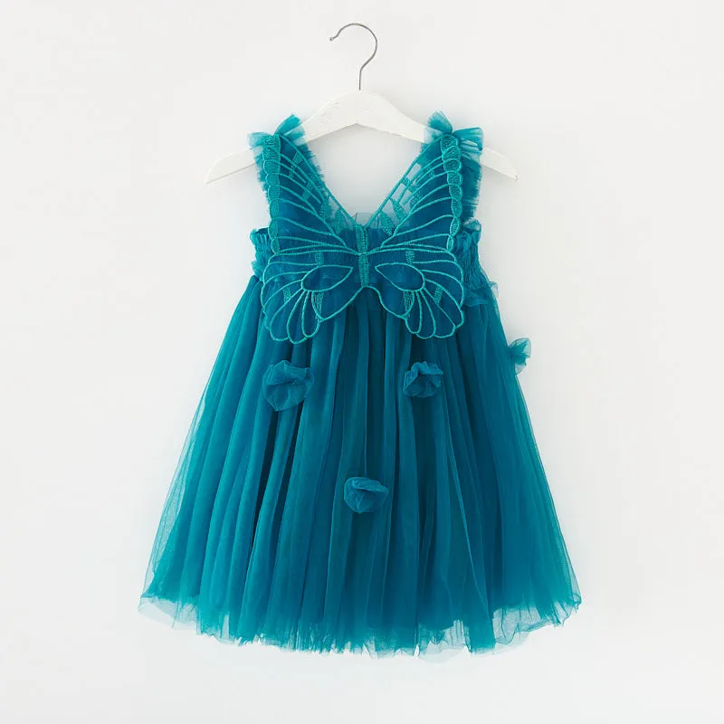 3D Butterfly Princess Dress With Lace Skirt