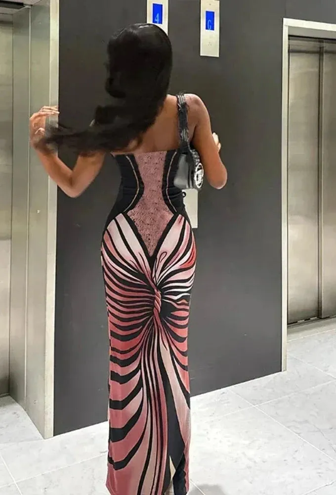 3d Printed High Split Long Dresses Sexy Party Night Club Outfits for Women Clothing 2024 Fashion Tube Dress C85-BH21