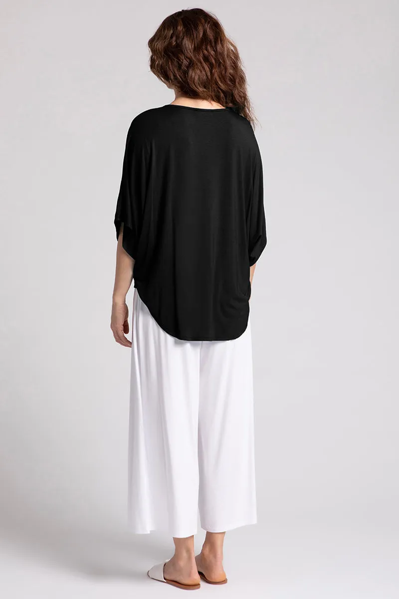 Bamboo V-Neck Dolman Top | Black