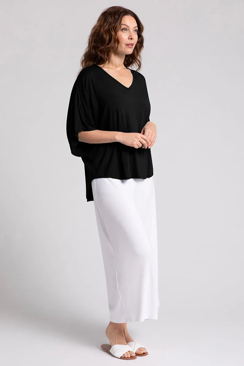 Bamboo V-Neck Dolman Top | Black