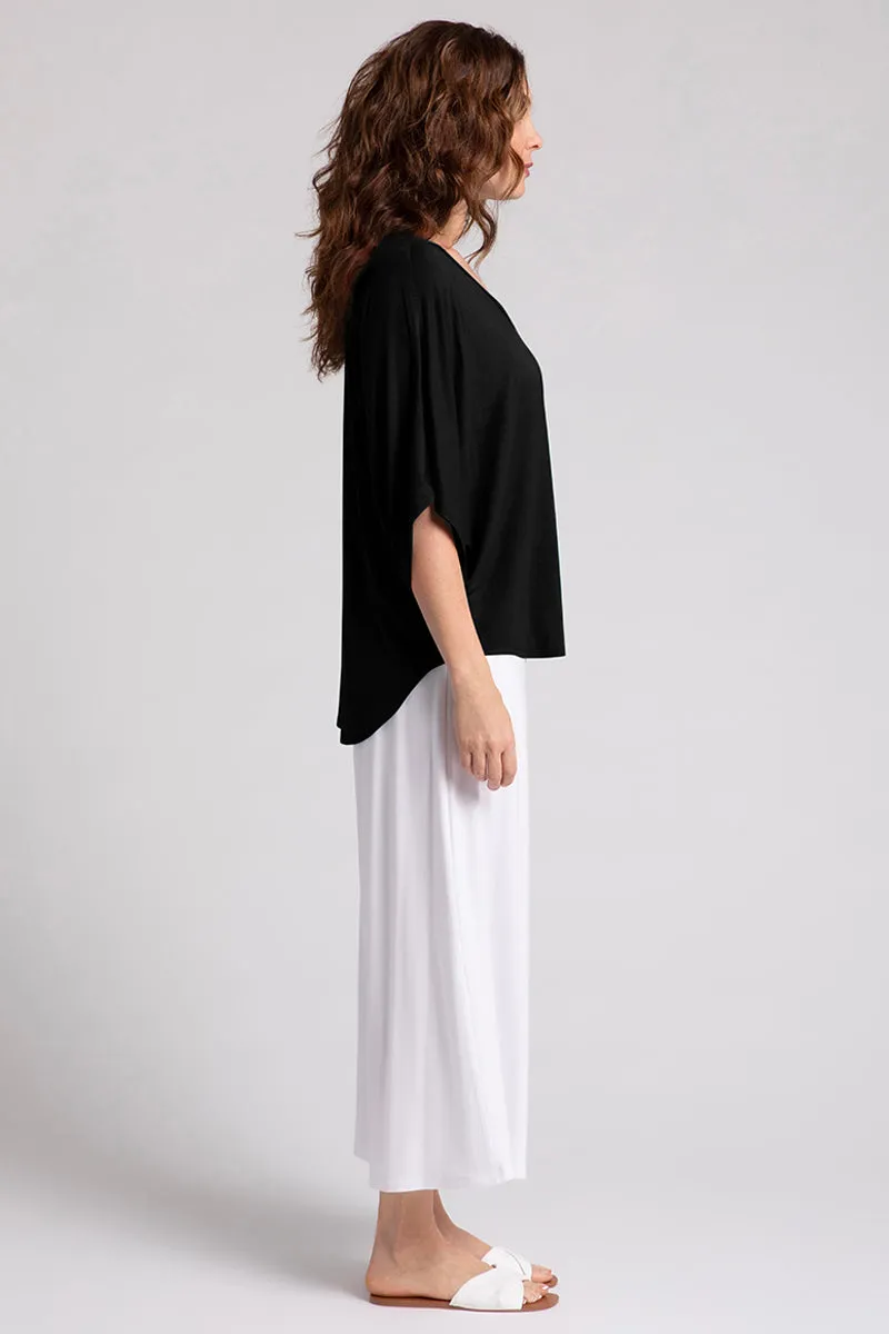 Bamboo V-Neck Dolman Top | Black