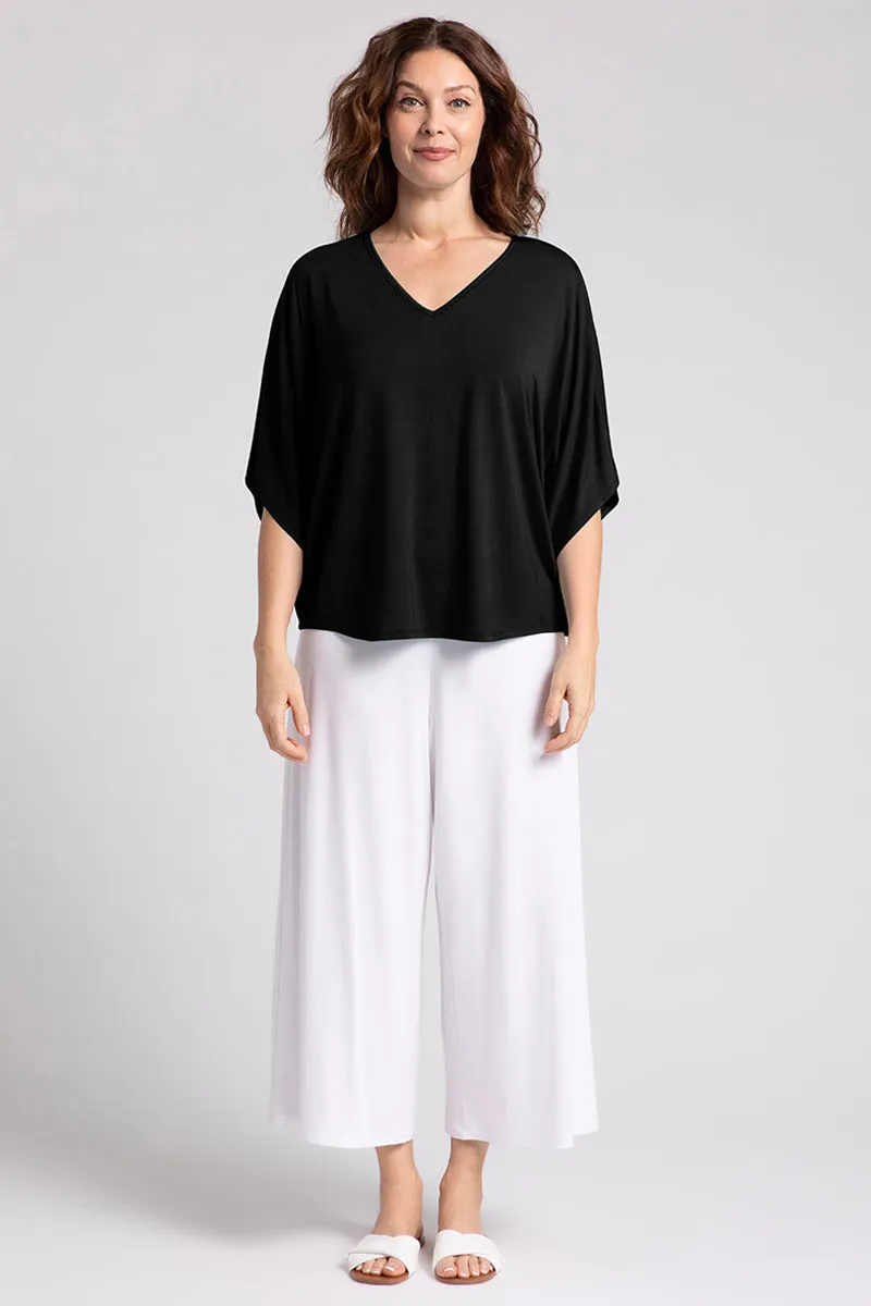 Bamboo V-Neck Dolman Top | Black