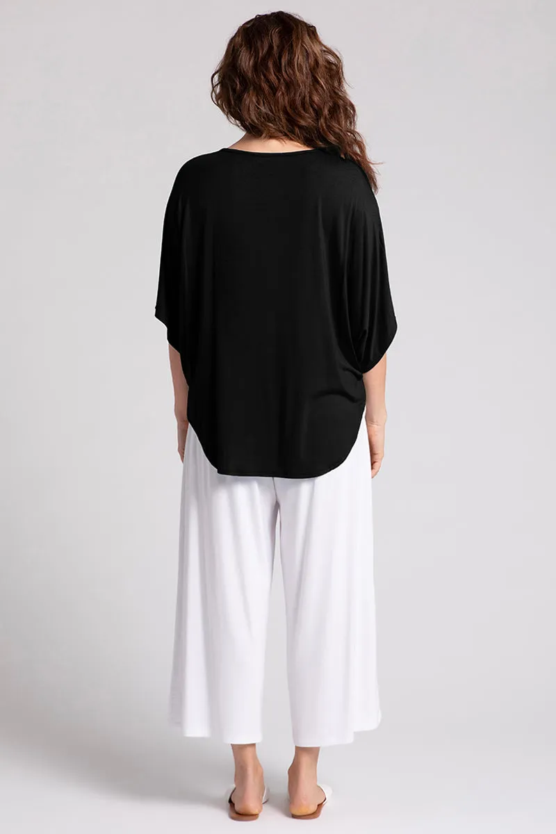 Bamboo V-Neck Dolman Top | Black