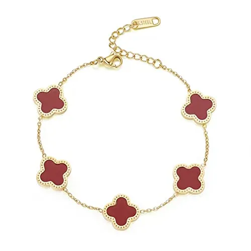 BerriesJam - Adjustable Cute Plated Lucky Clover Simple Bracelet