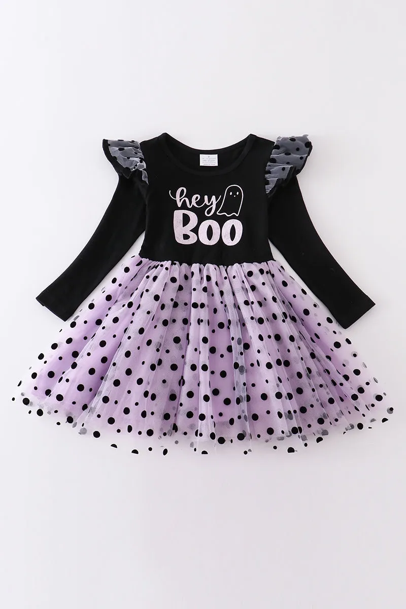 Black "BOO" ruffle dress