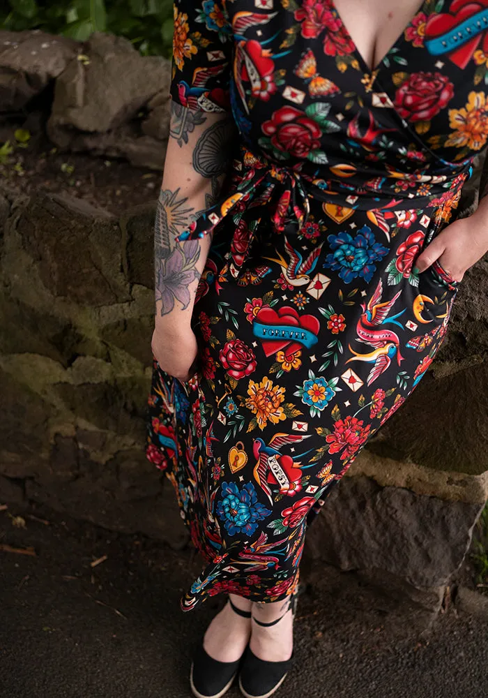 Burchett Tattoos Print Midi Dress