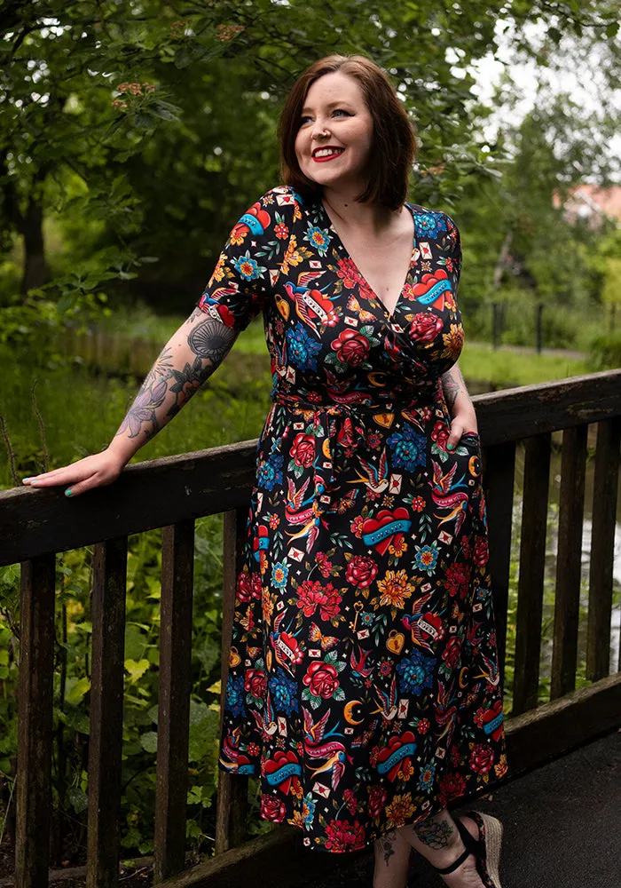 Burchett Tattoos Print Midi Dress