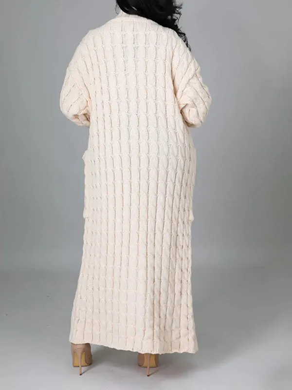 Cable Knit Pocket Maxi Cardigan