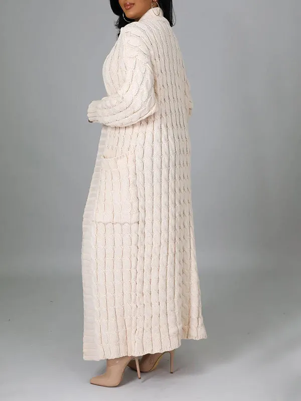 Cable Knit Pocket Maxi Cardigan