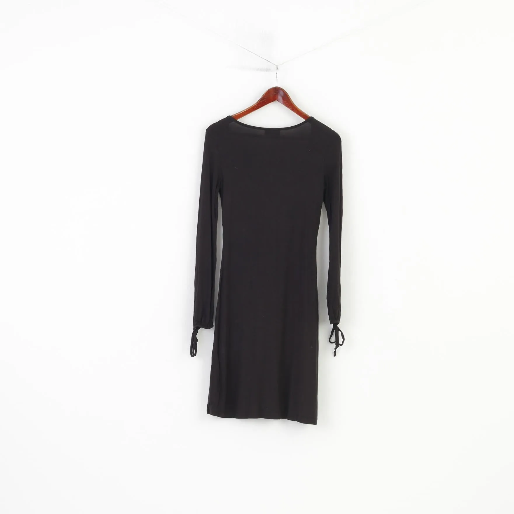 C&A Clockhouse Women 40 M Mini Dress V Neck Long Sleeve Black Vintage Elastic Top