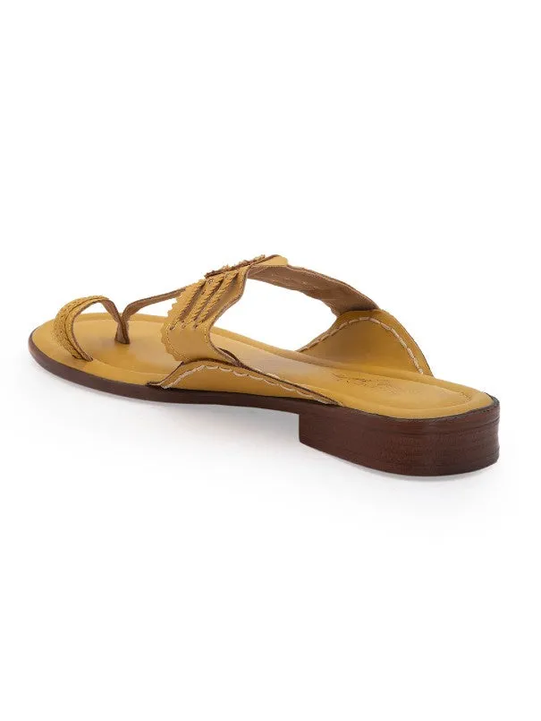 Classic Kolhas - Yellow Handcrafted Traditional Kolhapuri Flats