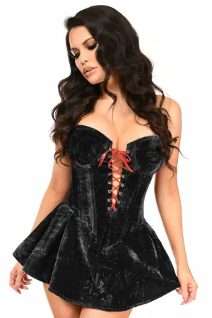 Deluxe Black Velvet Steel Boned Corset Dress