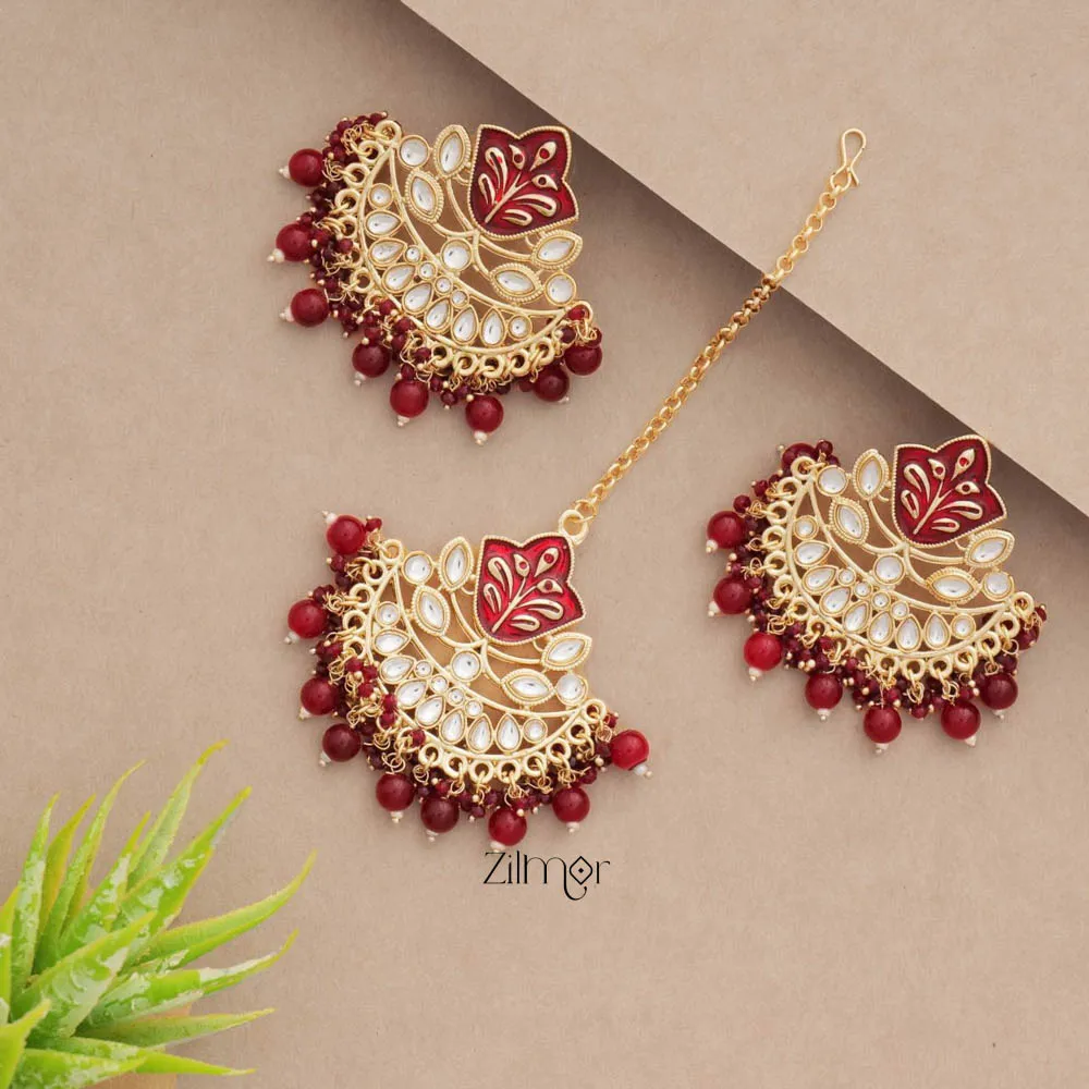 Designer Chandbali Earrings with Maang Tikka-  FS100133