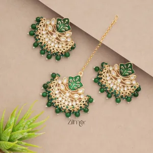 Designer Chandbali Earrings with Maang Tikka-  FS100133