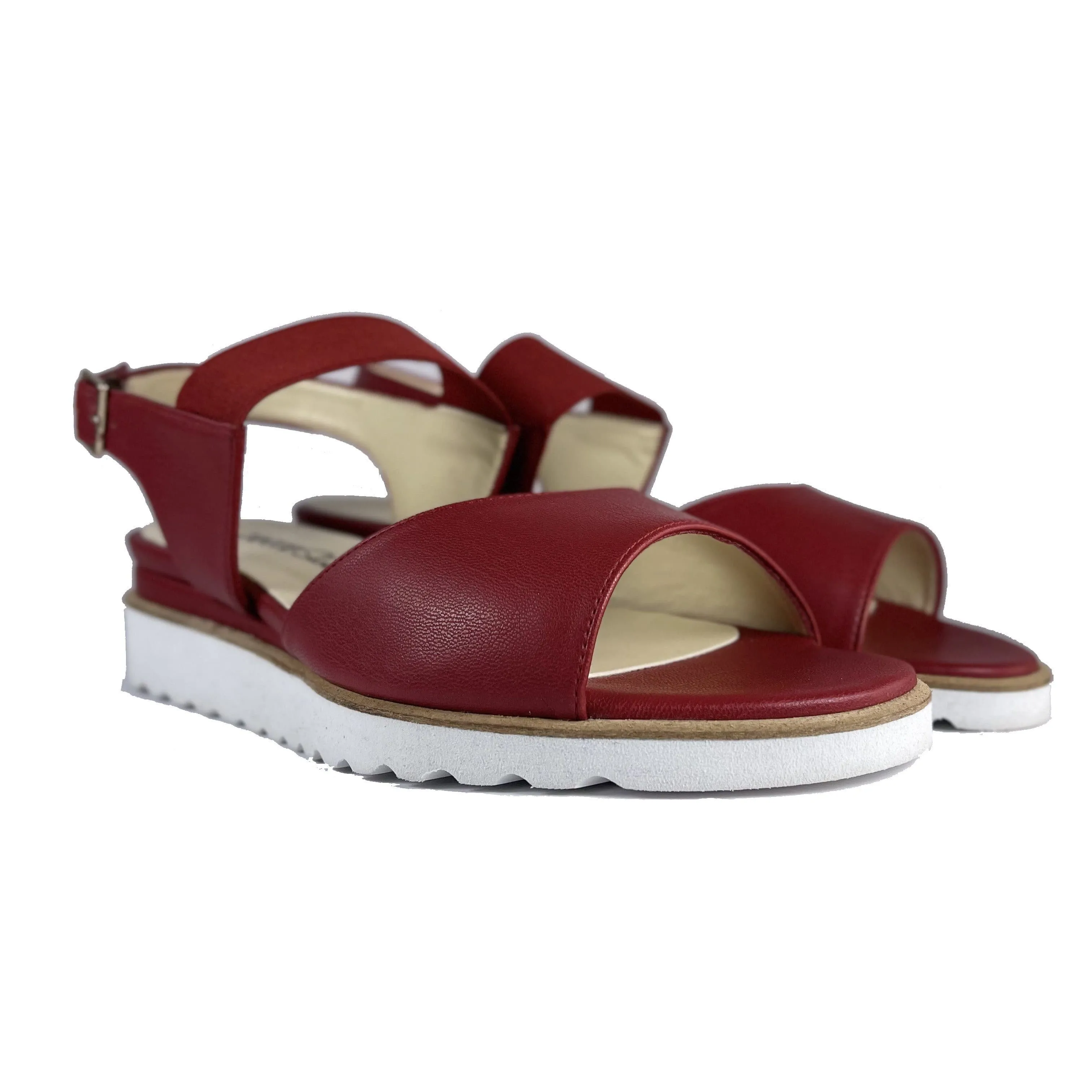 'Erica' low-platform vegan sandals by Zette Shoes - red