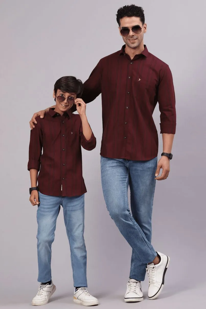 FATHER & SON - Maroon Vertical Stripes