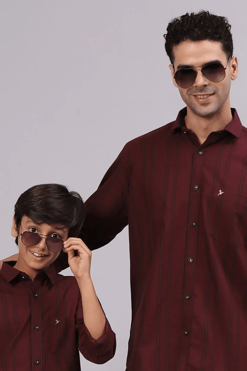 FATHER & SON - Maroon Vertical Stripes