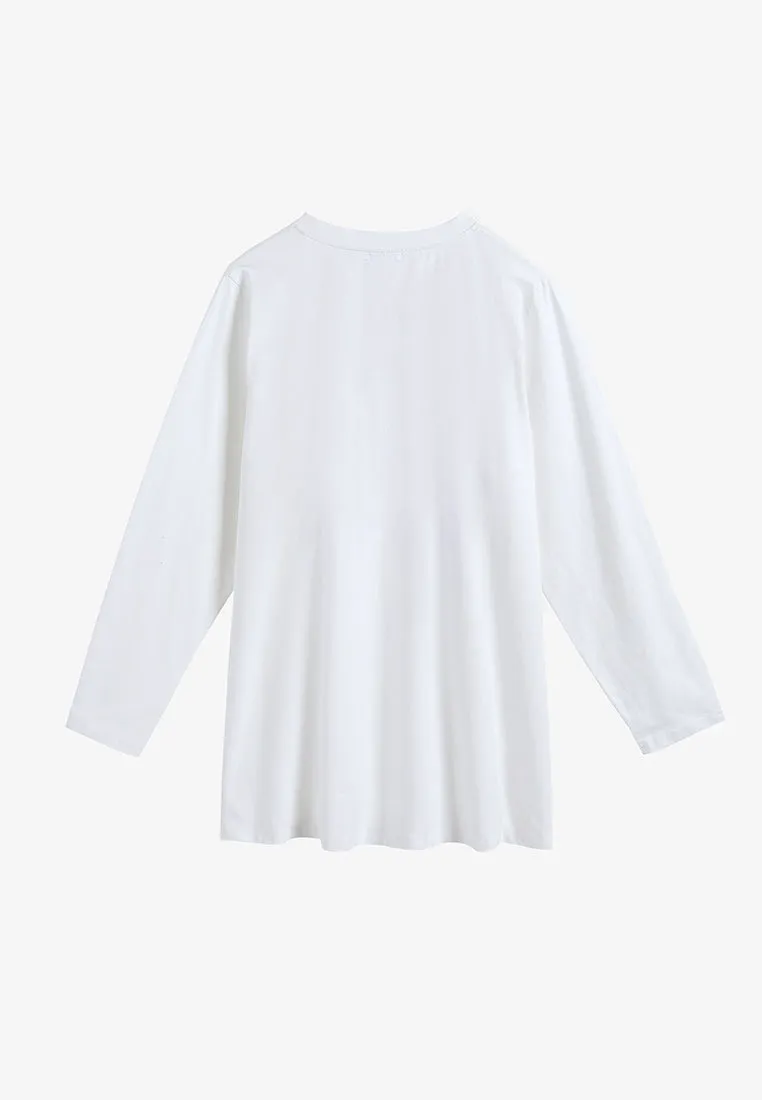 Gaia Long Sleeve Staycation Tee - White