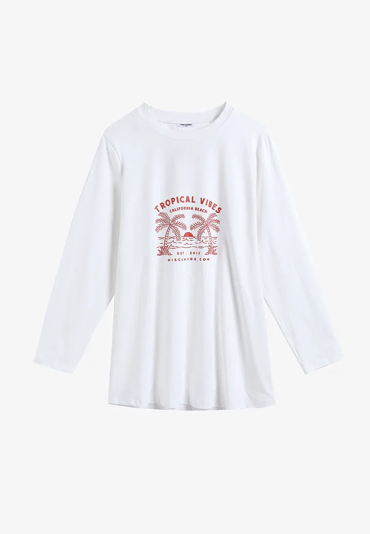 Gaia Long Sleeve Staycation Tee - White