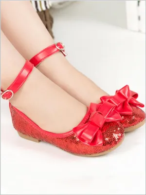 Girls Sequined Bow Tie Princess Flats By Liv and Mia