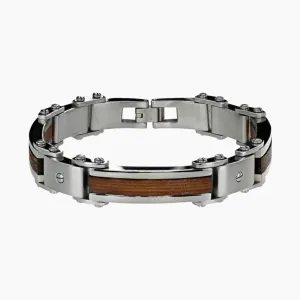 Italgem Stainless Steel 3 piece Wood Men's Bracelet