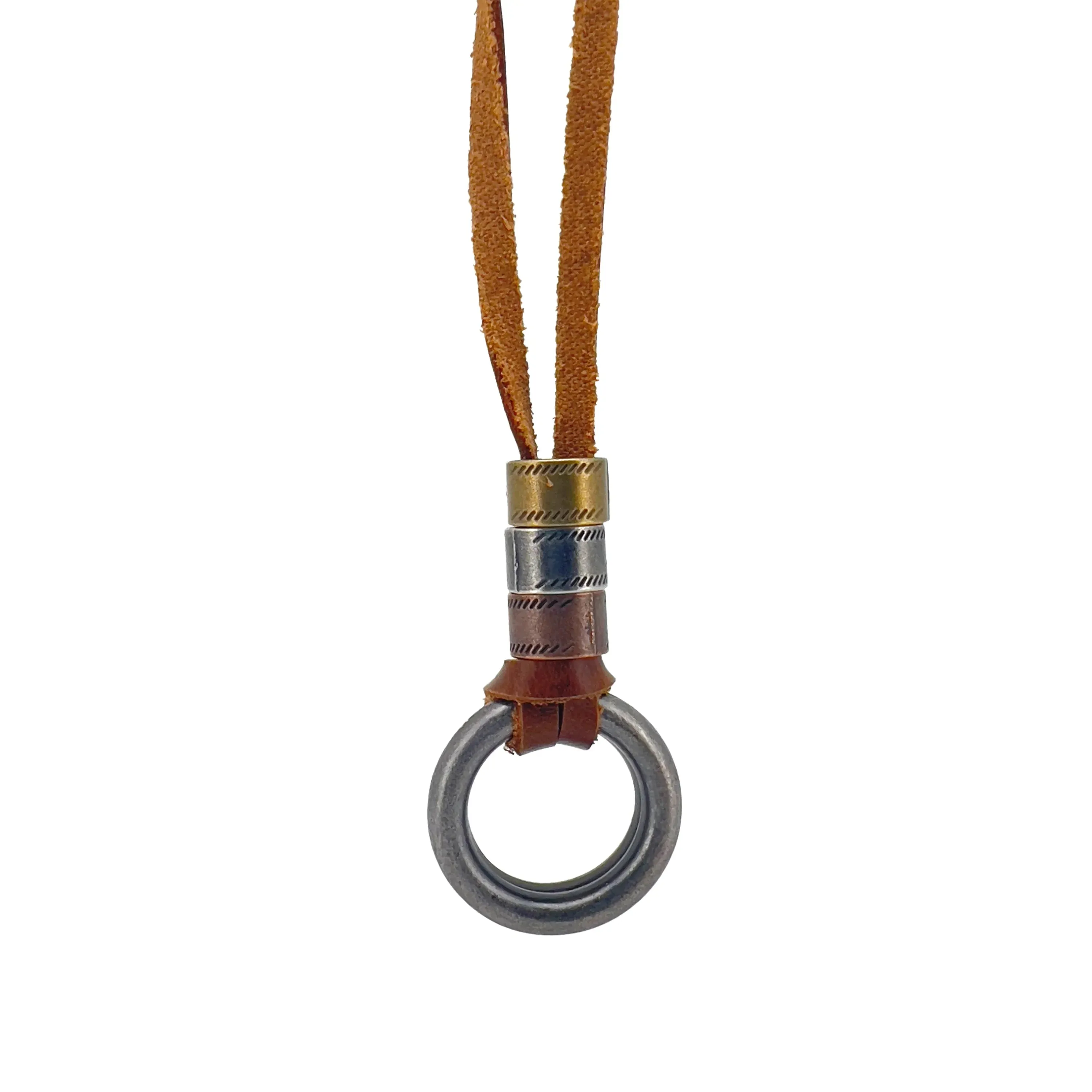 Javier Leather Necklace with Twin Rings