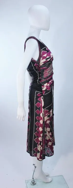 JEAN PAUL GAULTIER Pink and Black Geometric Pattern Dress Size M