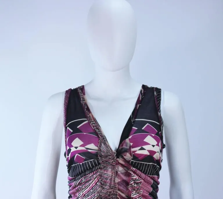 JEAN PAUL GAULTIER Pink and Black Geometric Pattern Dress Size M