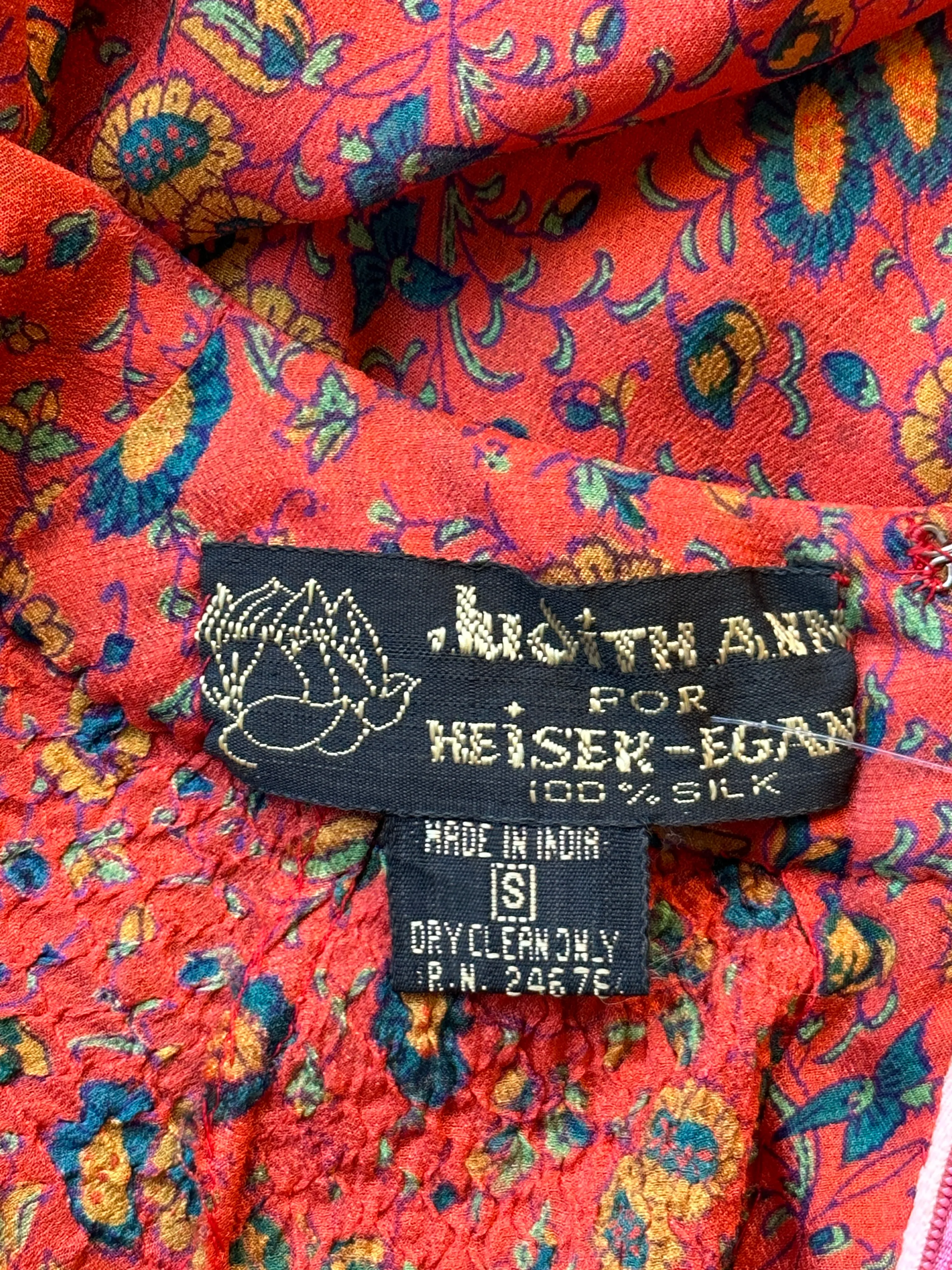 JUDITH ANN for Heiser Egan 70s Floral Silk Dress • Small