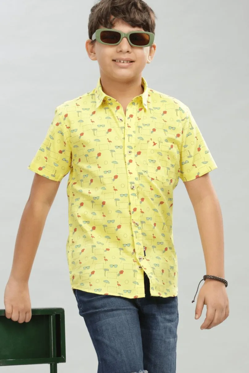 KIDS - Bright Yellow Desert Print - Half-Stain Proof Shirt