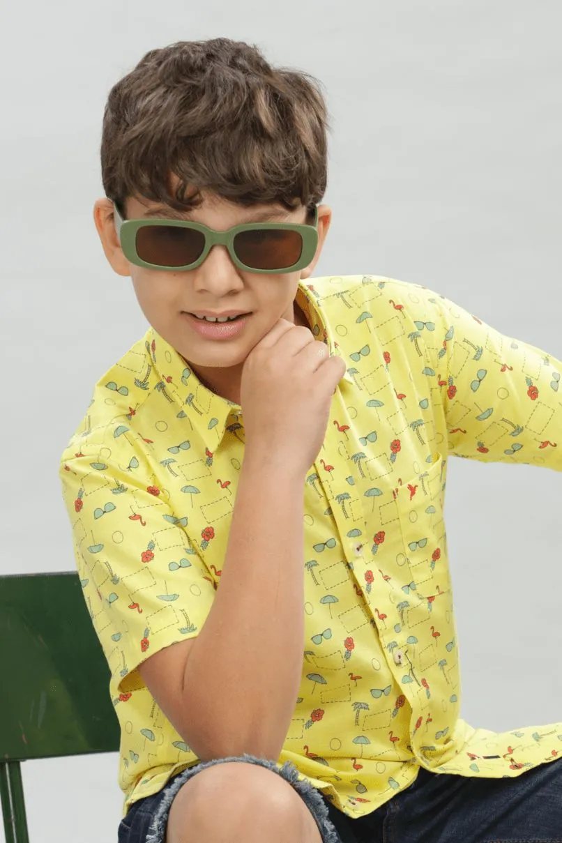 KIDS - Bright Yellow Desert Print - Half-Stain Proof Shirt