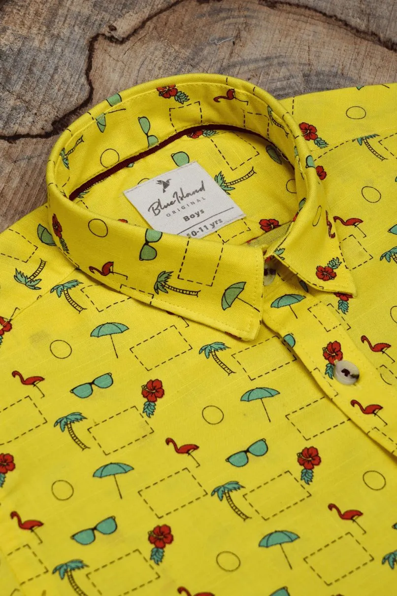 KIDS - Bright Yellow Desert Print - Half-Stain Proof Shirt