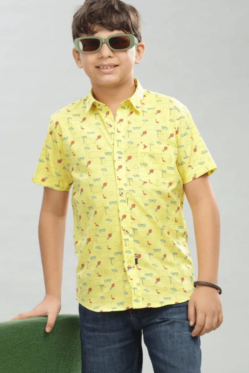 KIDS - Bright Yellow Desert Print - Half-Stain Proof Shirt