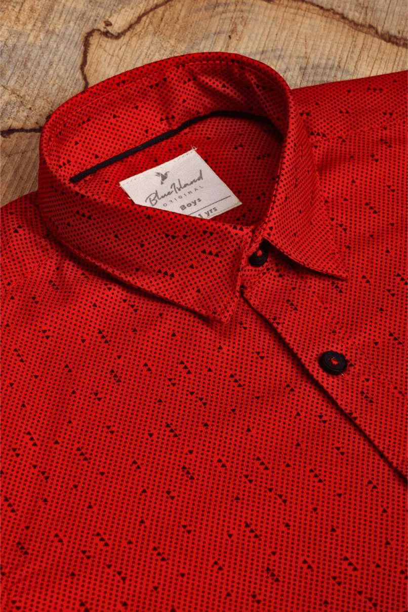 KIDS - Red Dotted Print -Stain Proof Shirt