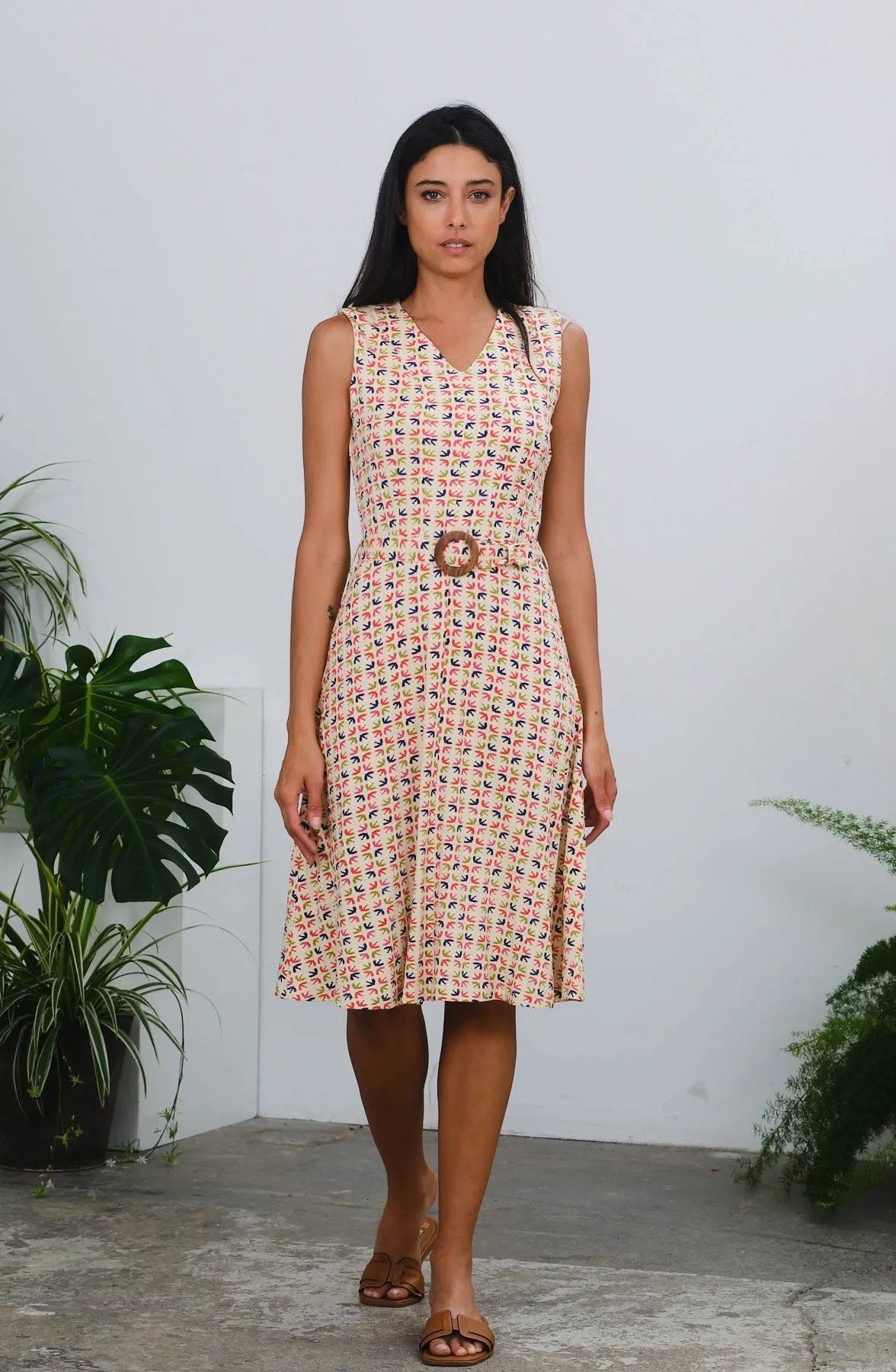 Madge Dress in Birds Print