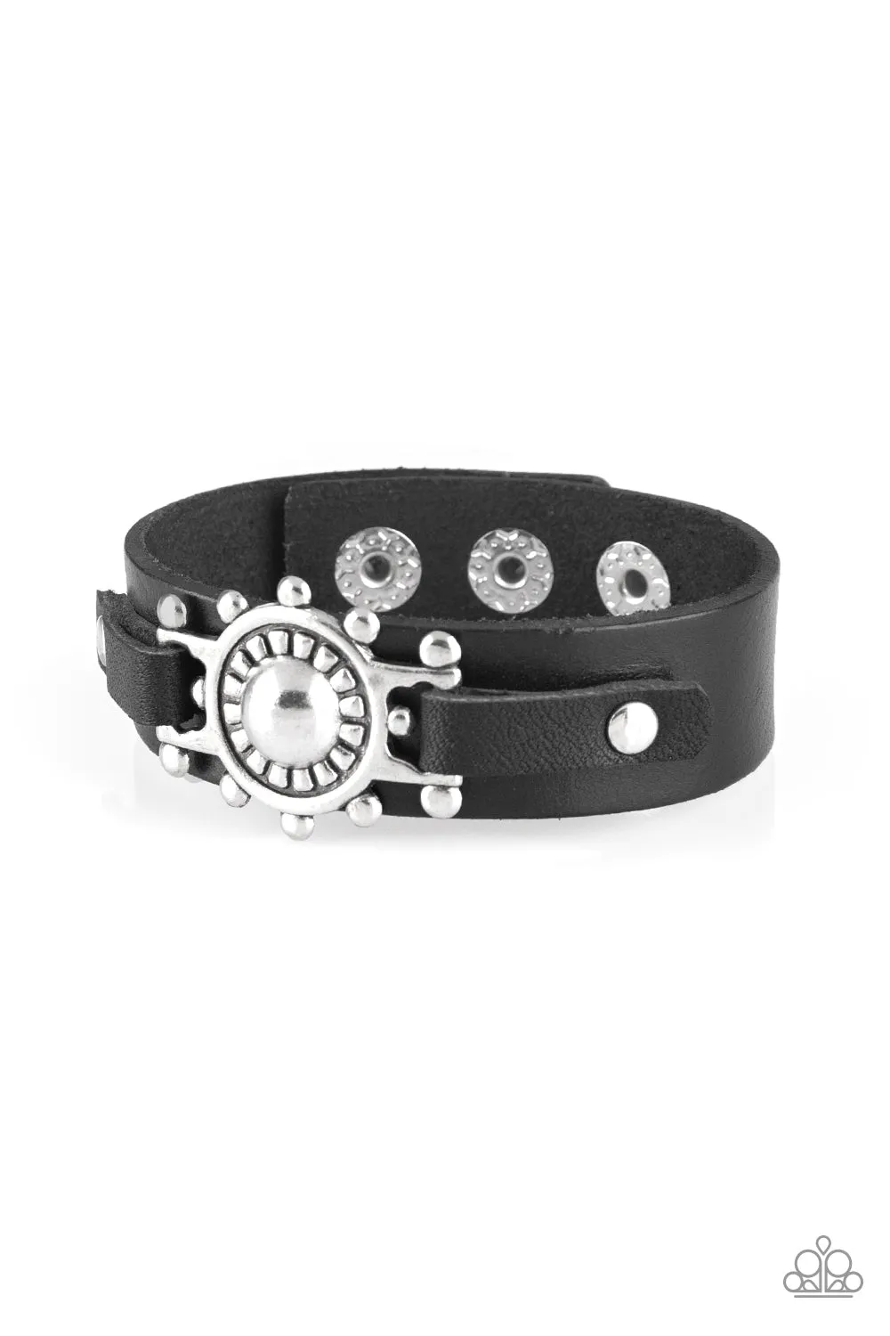 Open Door Jewelry - Courageously Captain - Black Bracelet - Paparazzi Accessories