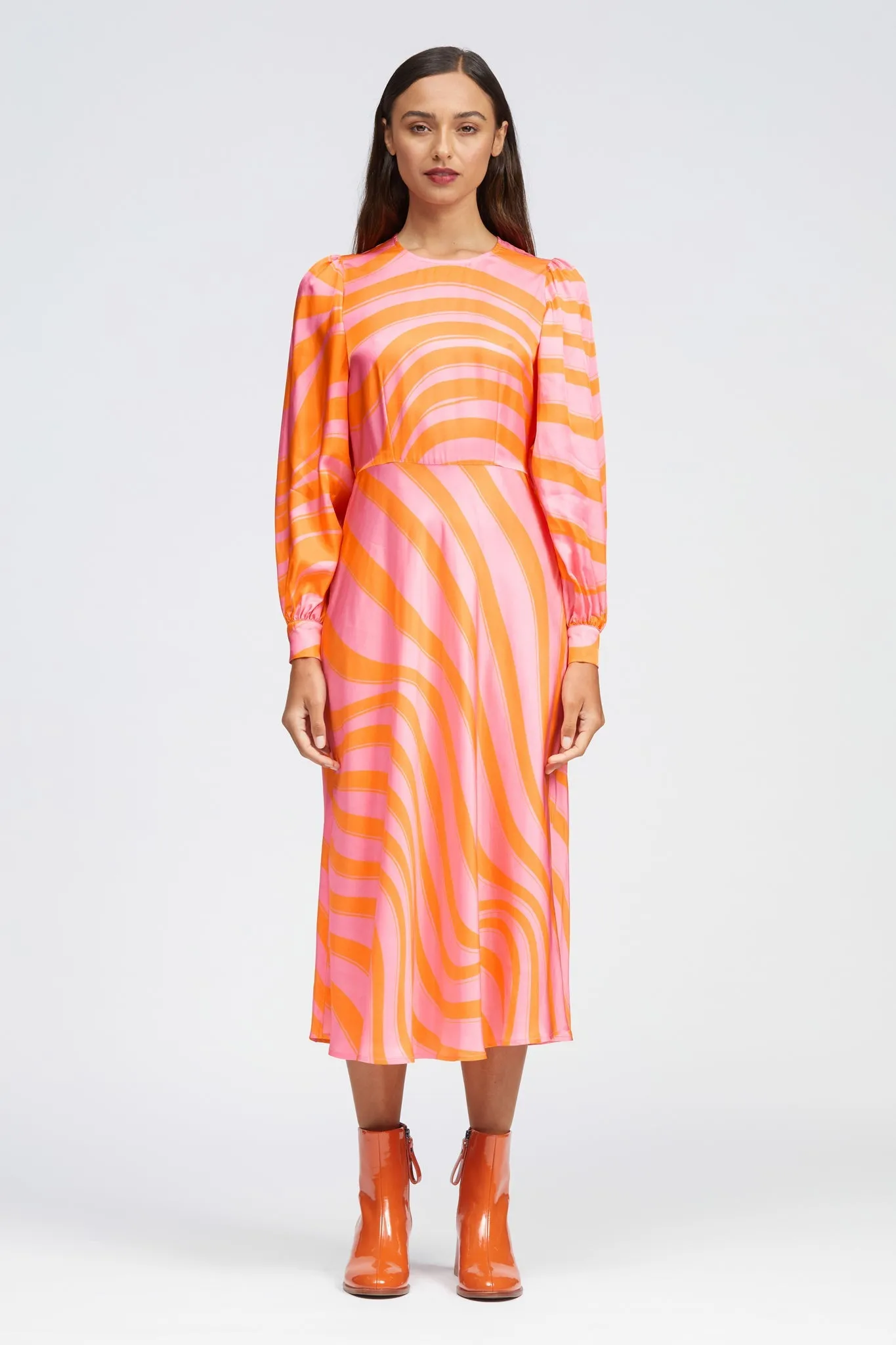 Peregrine Dress Pink/Orange Squiggle Print