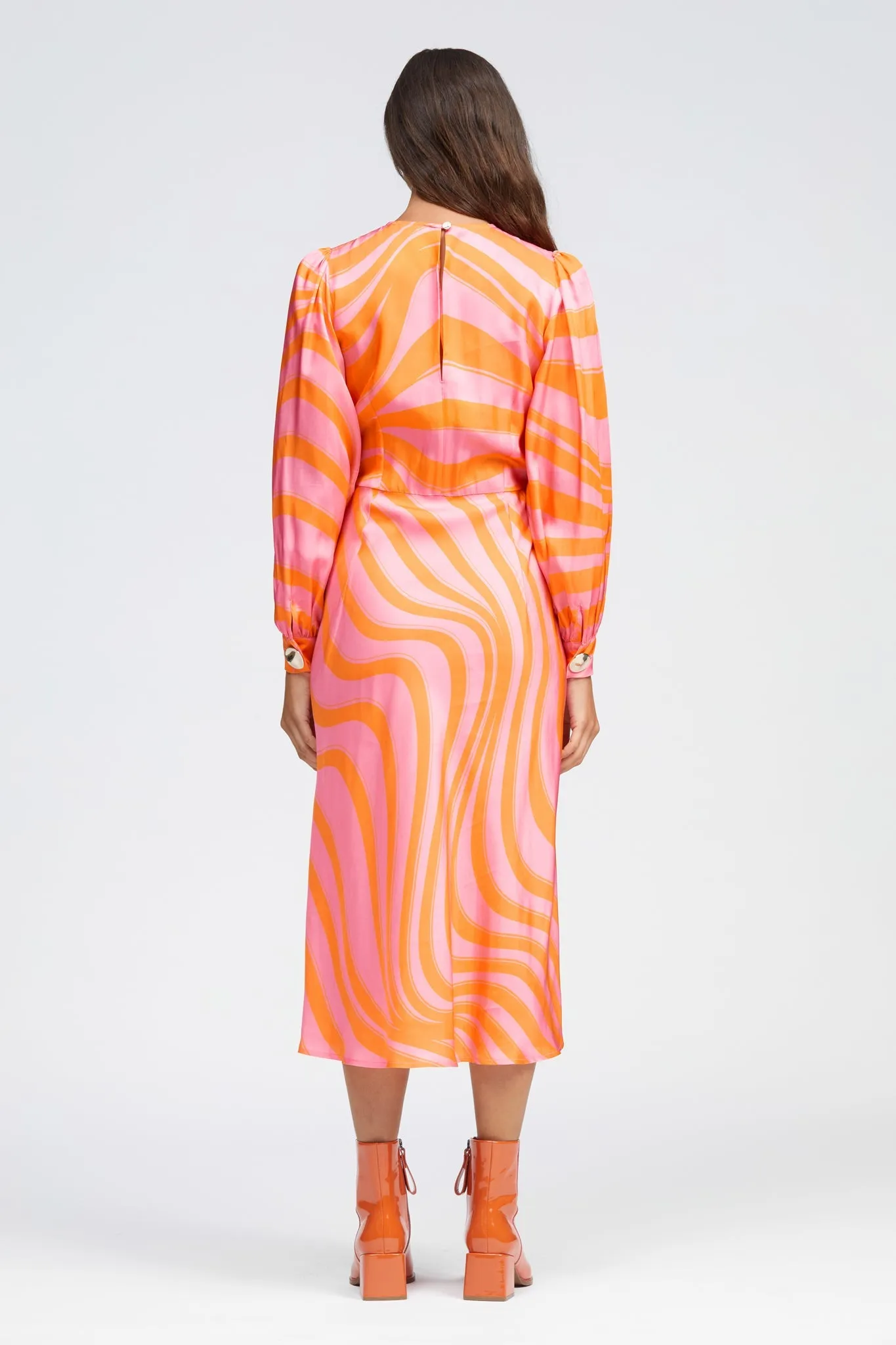 Peregrine Dress Pink/Orange Squiggle Print