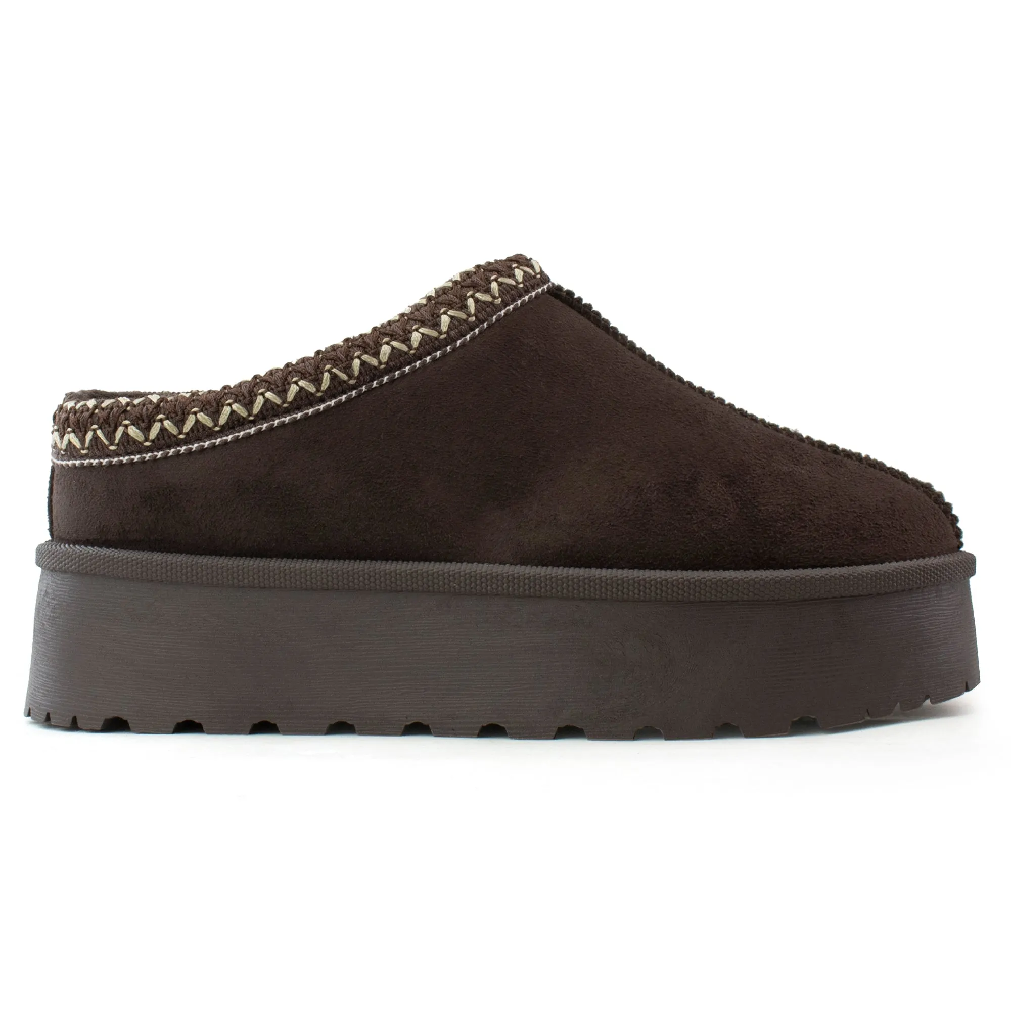 Platform Shearling Mule Clog BROWN