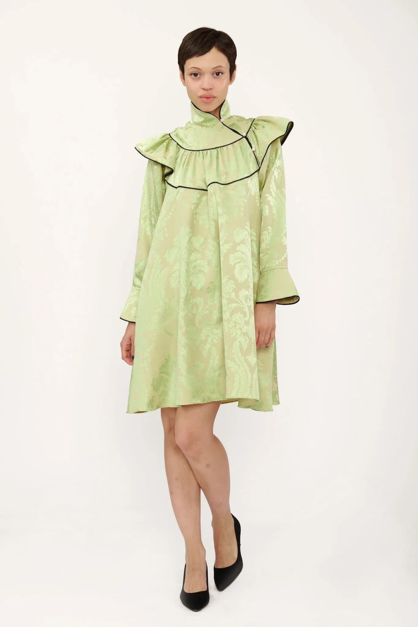 Racquel Dress in Lime Green Jacquard