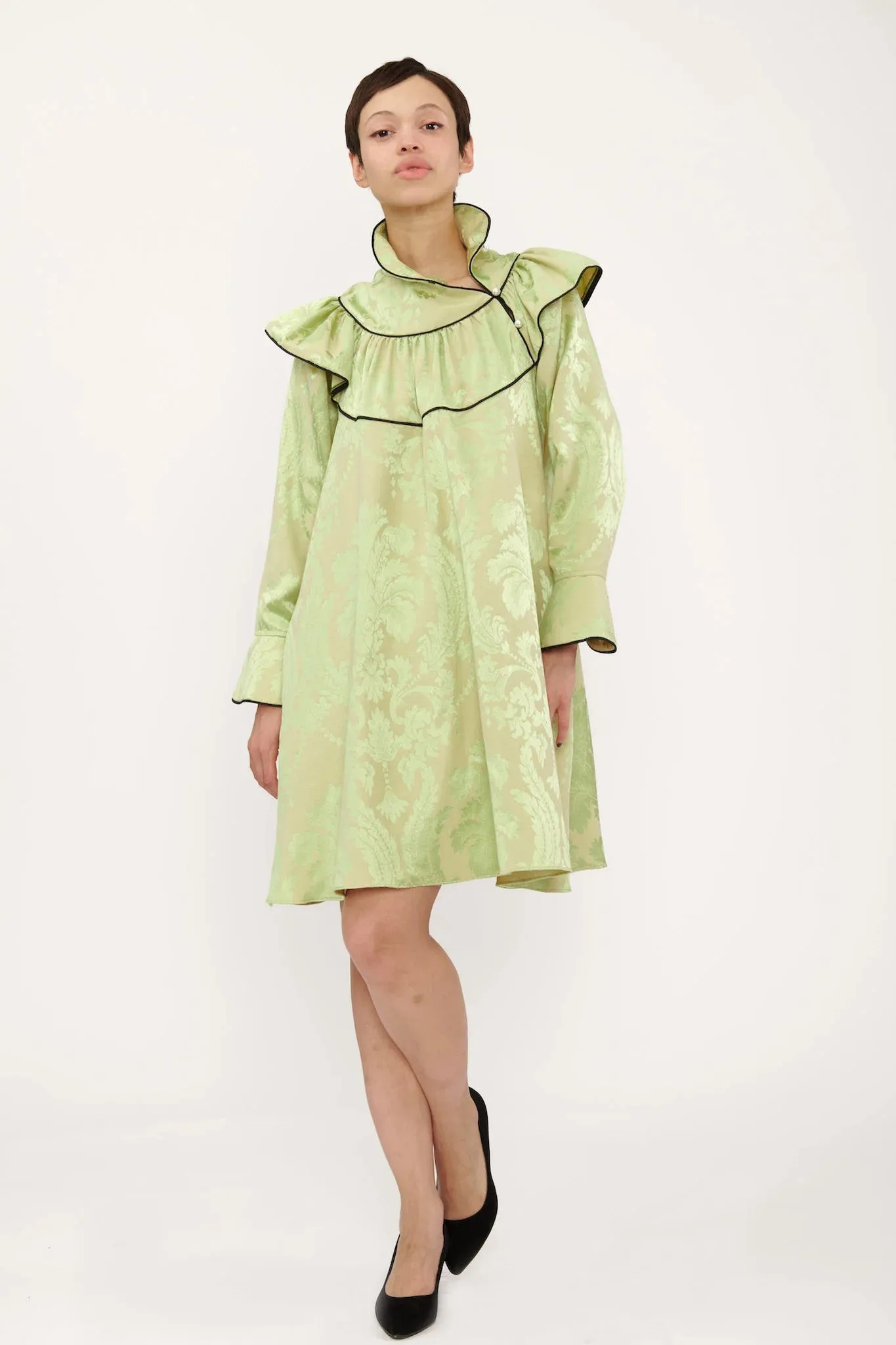 Racquel Dress in Lime Green Jacquard