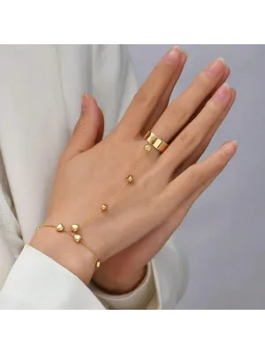 Reriti Heart-Shaped Chain Ring with Bracelet - Gold