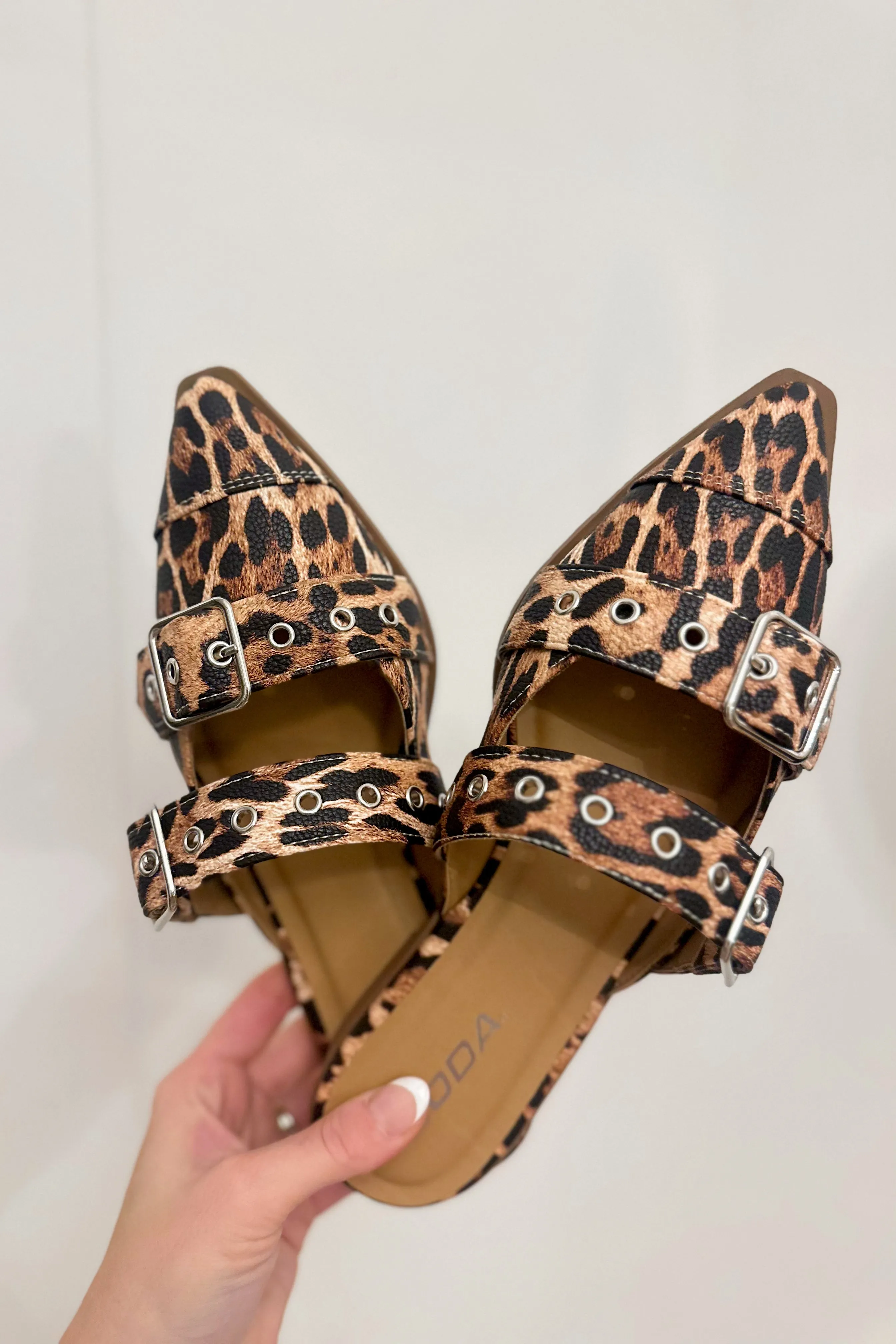 Soda Usual Animal Print Pointed Toe Slip On Flats