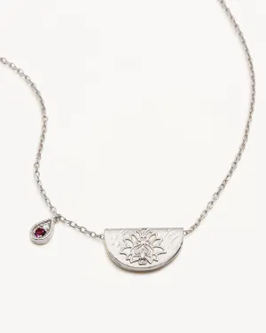 Sterling Silver Lotus Birthstone Necklace - February - Amethyst