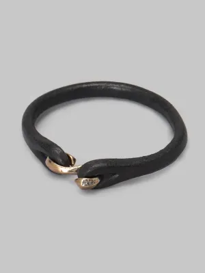 The Flat Head Leather & Silver Single Bracelet Black