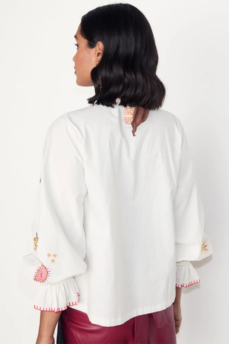 White Embroidered Mystical Shirt